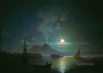 イワン・コンスタンティノヴィチ・アイヴァゾフスキー Painting - 月明かりの夜のナポリ湾 ベスビオ イワン・アイヴァゾフスキー